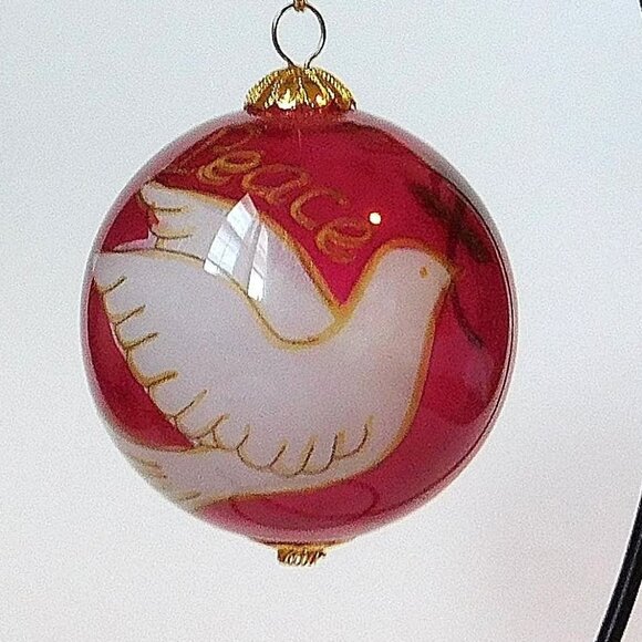 Pier 1 Li Bien Lot of 2 Glass Dated Peace Dove Ornament 2015 & 2012 in box - Picture 9 of 14